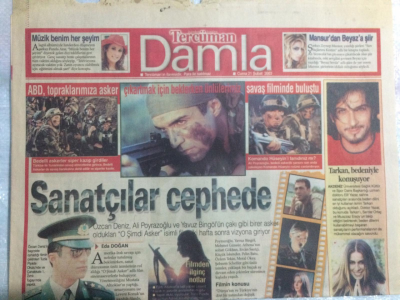 Tercüman Gazetesi Damla Eki 21 Şubat 2003 - Sanatçılar Cephede, Tarkan Bedeniyle Konuşuyor - GZ21370 - 1