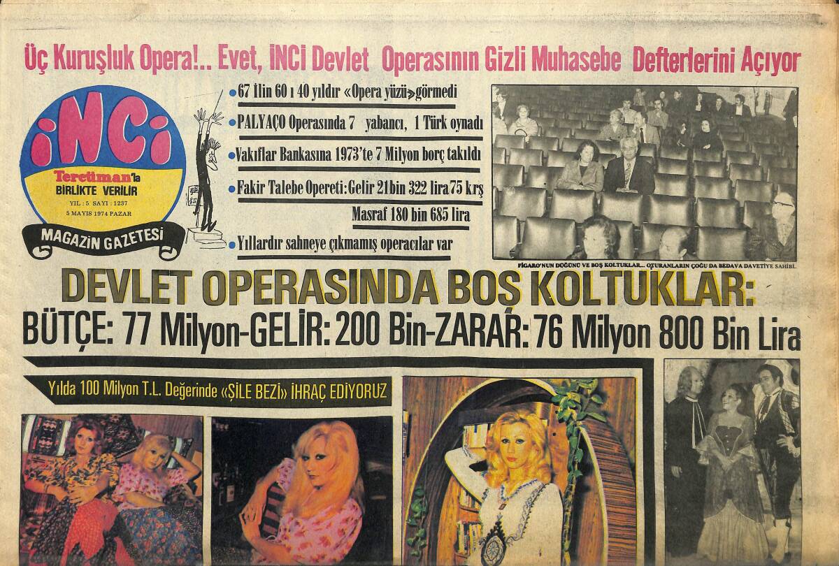 Tercüman Gazetesi İnci 6 Mayıs 1974 - Ajda Pekkan Estetik Dudak Ameliyat Olmuş - Şefik Uyguner'in Doğum Gününde Ayten Gökçer Azeri Türküleri Söyledi GZ141219 - 1