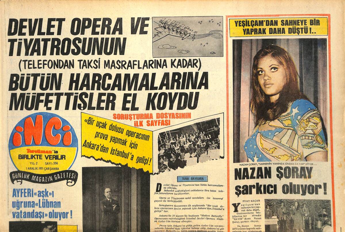 Tercüman Gazetesi İnci Eki 1 Aralık 1971 - Nazan Şoray Şarkıcı Oluyor ! - İngiltere Kabinesi Mat Oldu ! GZ144505 - 1