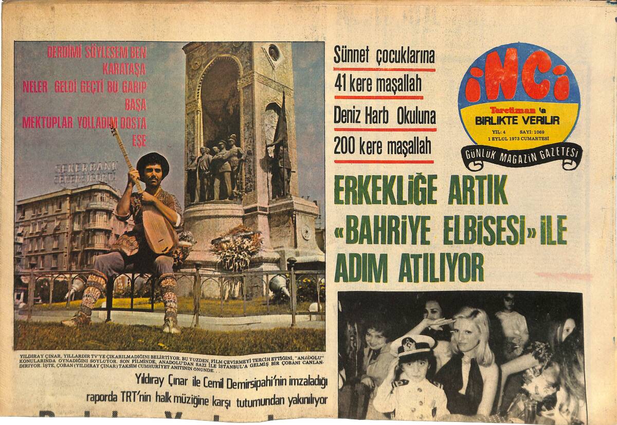 Tercüman Gazetesi İnci Eki 1 Eylül 1973 - Tamer Yiğit: Bu Yıl Eşime Bir Altın Koza Armağan Edeceğim! - Alain Delon Marlon Brando'ya İltifat Etti! GZ145015 - 1