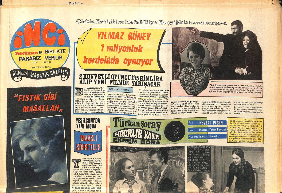 Tercüman Gazetesi İnci Eki 1 Mayıs 1970 - Türkan Şoray Mağrur Kadın Fotoroman - Çirkin Kral Hülya Koçyiğit'le Karşı Karşıya GZ141402 - 1