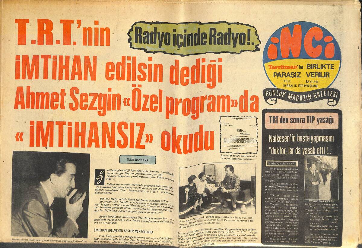 Tercüman Gazetesi İnci Eki 10 Aralık 1970 - Ava Grander Hatıralarını Satışa Çıkardı: 3 Koca 30 Sevgili - TRT'den Sonra TIP Yasağı GZ144311 - 1