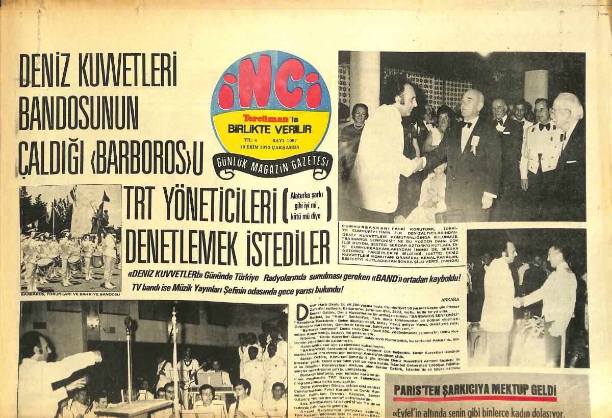 Tercüman Gazetesi İnci Eki 10 Ekim 1973 - Fransızlar Ajda Pekkan'ın Adını, Tipini Değiştirmesini İstedi - Zsa Zsa Mücevherlerini Arabasını Satıyor GZ144340 - 1