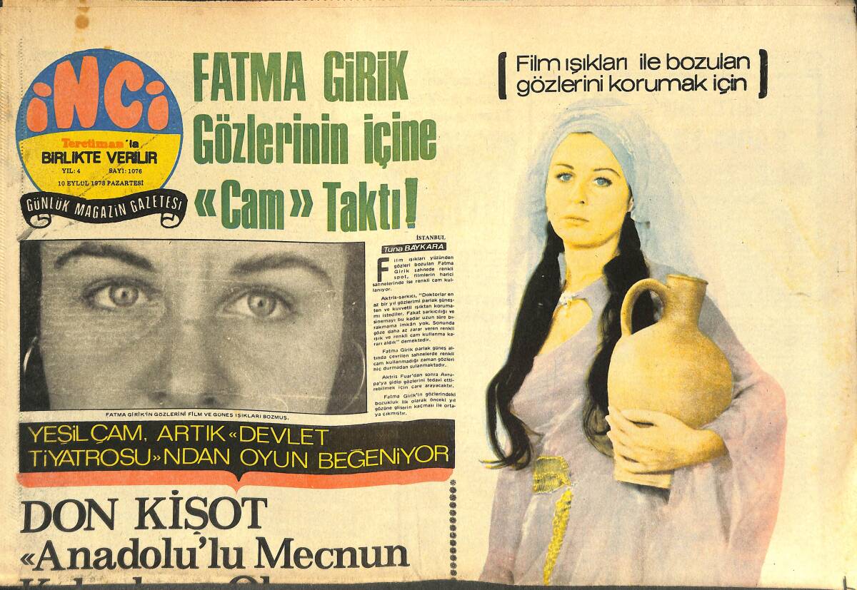 Tercüman Gazetesi İnci Eki 10 Eylül 1978 - Fatma Girik Gözlerinin İçine Cam Taktı GZ144462 - 1