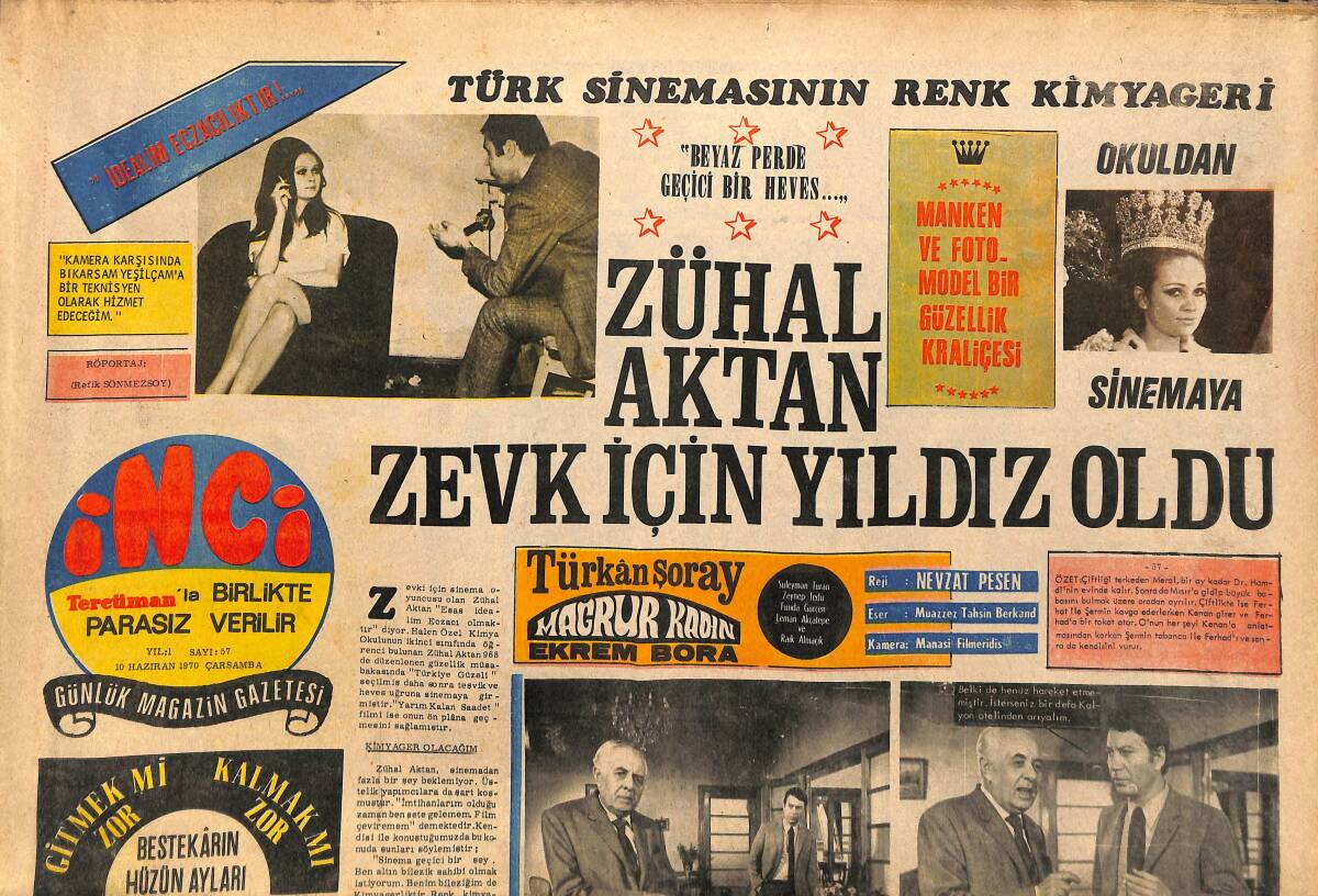 Tercüman Gazetesi İnci Eki 10 Haziran 1970 - Zühal Aktan Zevk İçin Yıldız Oldu - Nalkesen'in Zeki Müren'e Bestesi! GZ146313 - 1