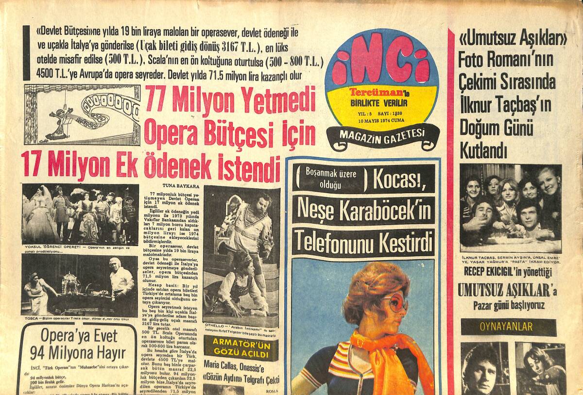Tercüman Gazetesi İnci Eki 10 Mayıs 1974 - Boşanmak Üzere Olduğu Kocası Neşe Karaböcek'in Telefonunu Kestirdi GZ144576 - 1