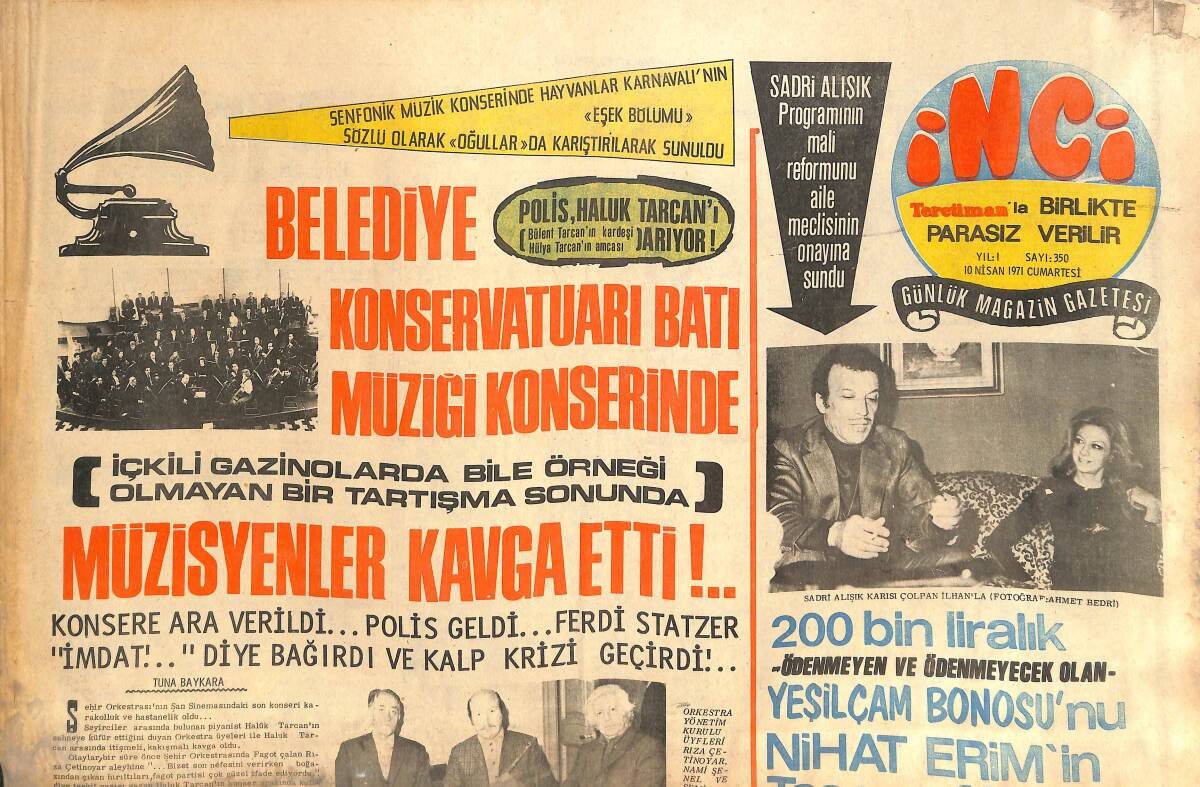 Tercüman Gazetesi İnci Eki 10 Nisan 1971 - Müzisyenler Kavga Etti! - Ve Selda Alkor Adını S'DEN R'YE İşlemeli Yaptı! GZ145769 - 1