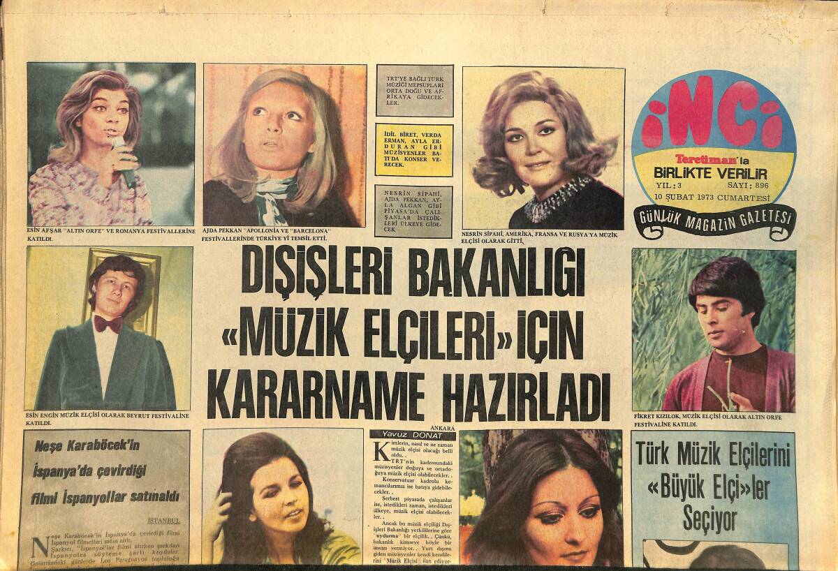 Tercüman Gazetesi İnci Eki 10 Şubat 1973 - Neşe Karaböcek'in İspanya'da Çevirdiği Filmi İspanyollar Satın Aldı - Tarık Akan Film Seyretmek İçin Gitti GZ146248 - 1