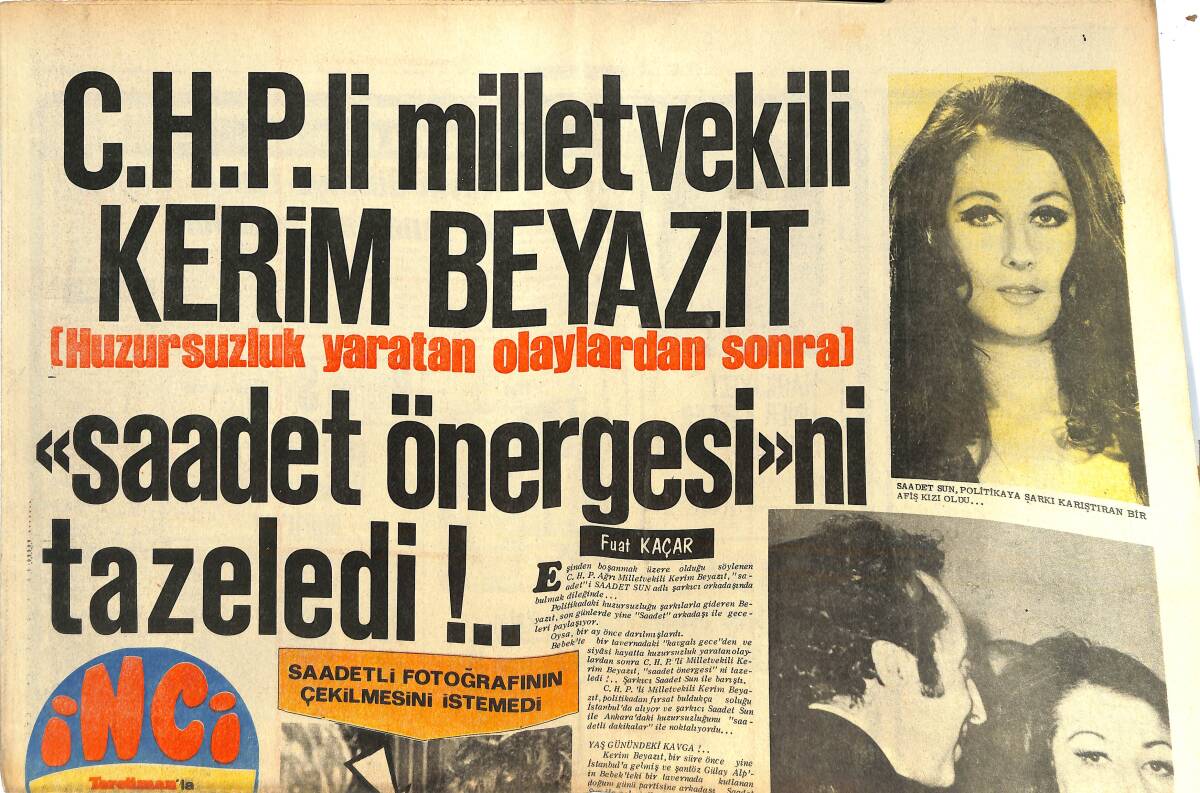 Tercüman Gazetesi İnci Eki 11 Aralık 1971 - AP'Lİ Bakan Aynur Aydan'la Barıştı! - Figen Say Türkücü Olarak Sahneye Dönüyor! GZ144692 - 1