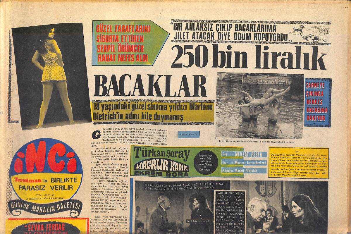 Tercüman Gazetesi İnci Eki 11 Haziran 1970 - Türkan Şoray Fotoroman - Tamer Yiğit: Romantik Jön Devri Kapandı! GZ146077 - 1