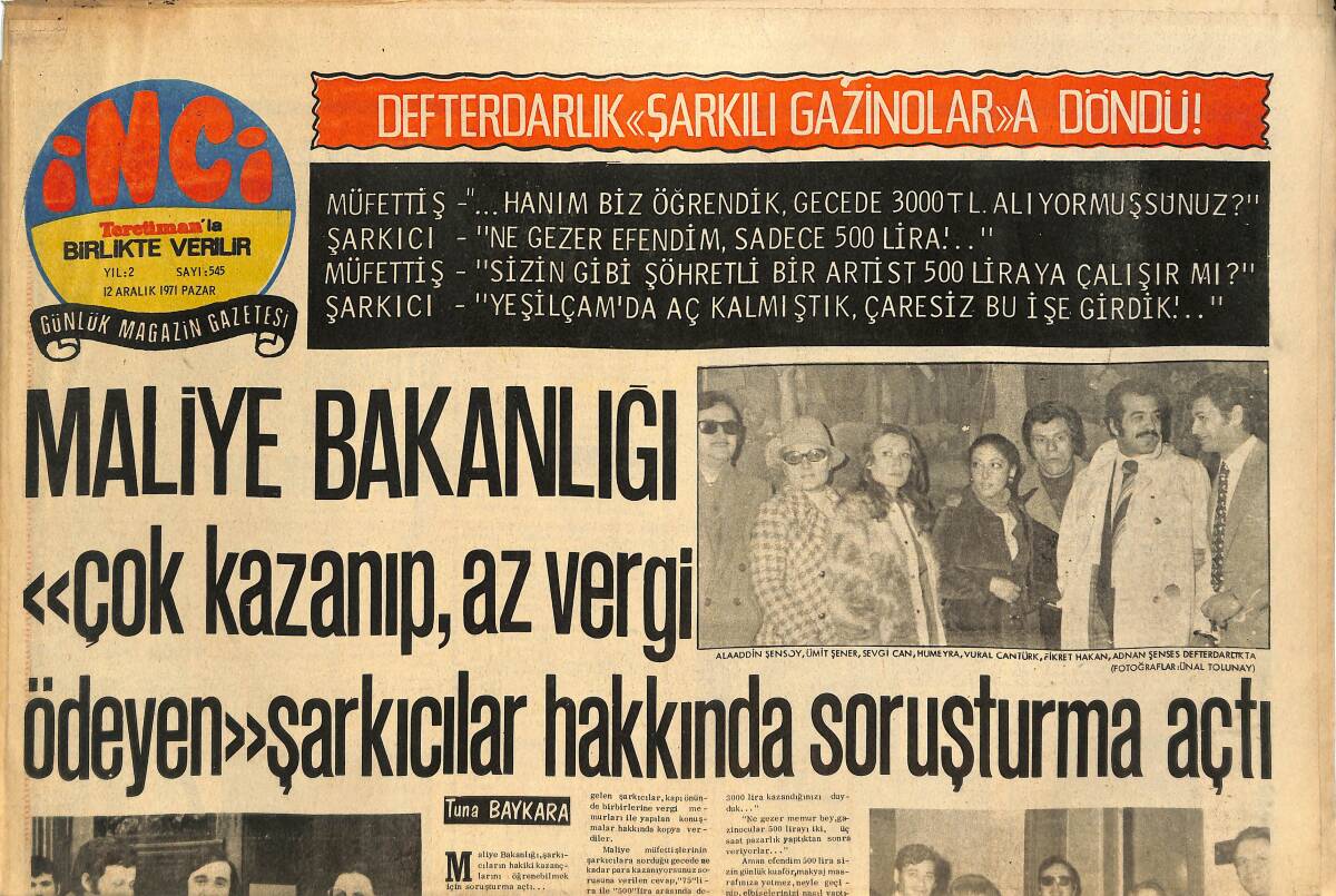 Tercüman Gazetesi İnci Eki 12 Aralık 1971 - Emekli Amiralin Kızı Aysel İpar 250 Bin Lira Sahne Masrafı İle Sahneye Çıktığı Gün Başsolist Oldu GZ144828 - 1