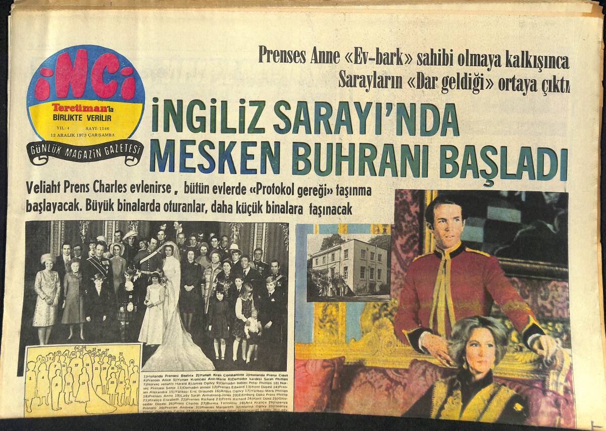 Tercüman Gazetesi İnci Eki 12 Aralık 1973 - İngiliz Sarayında Mesken Buharı Başladı - Kraliçe Elizabeth-Prens Philip Ve Resmi Evleri GZ145284 - 1