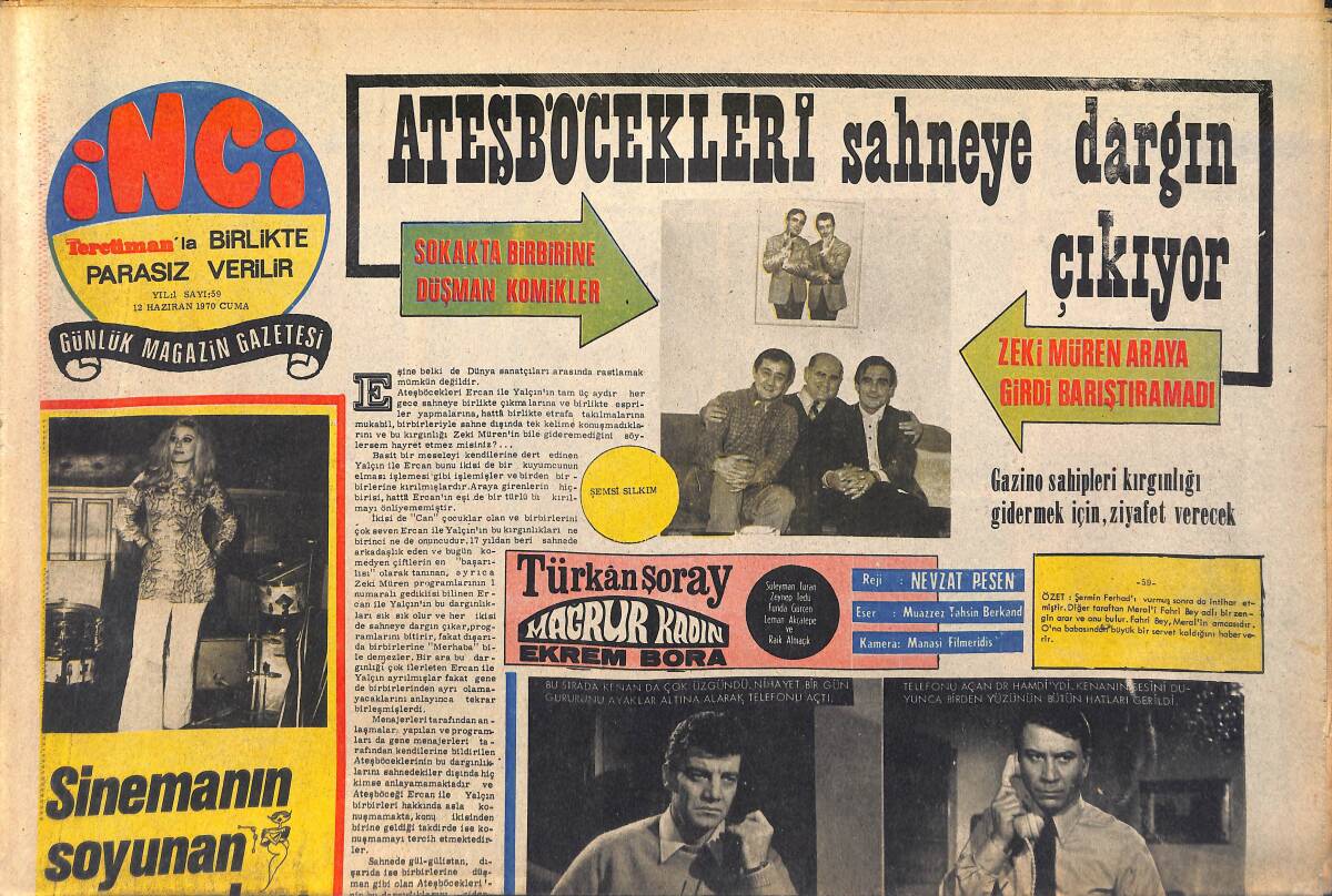 Tercüman Gazetesi İnci Eki 12 Haziran 1970 - Türkan Şoray Fotoroman! - Kıbrıs'lı Feri Cansel'in Yeşilçam'da Şansı Açıldı! GZ146076 - 1