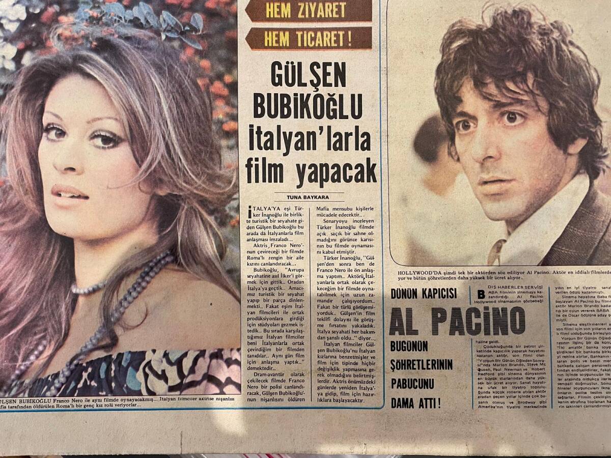 Tercüman Gazetesi İnci Eki 12 Kasım 1976 - Adnan Şenses, Esengül'le Nişanlandı - Gülşen Bubikoğlu İtalyanlarla Film Yapacak - Al Pacino GZ156457 - 2