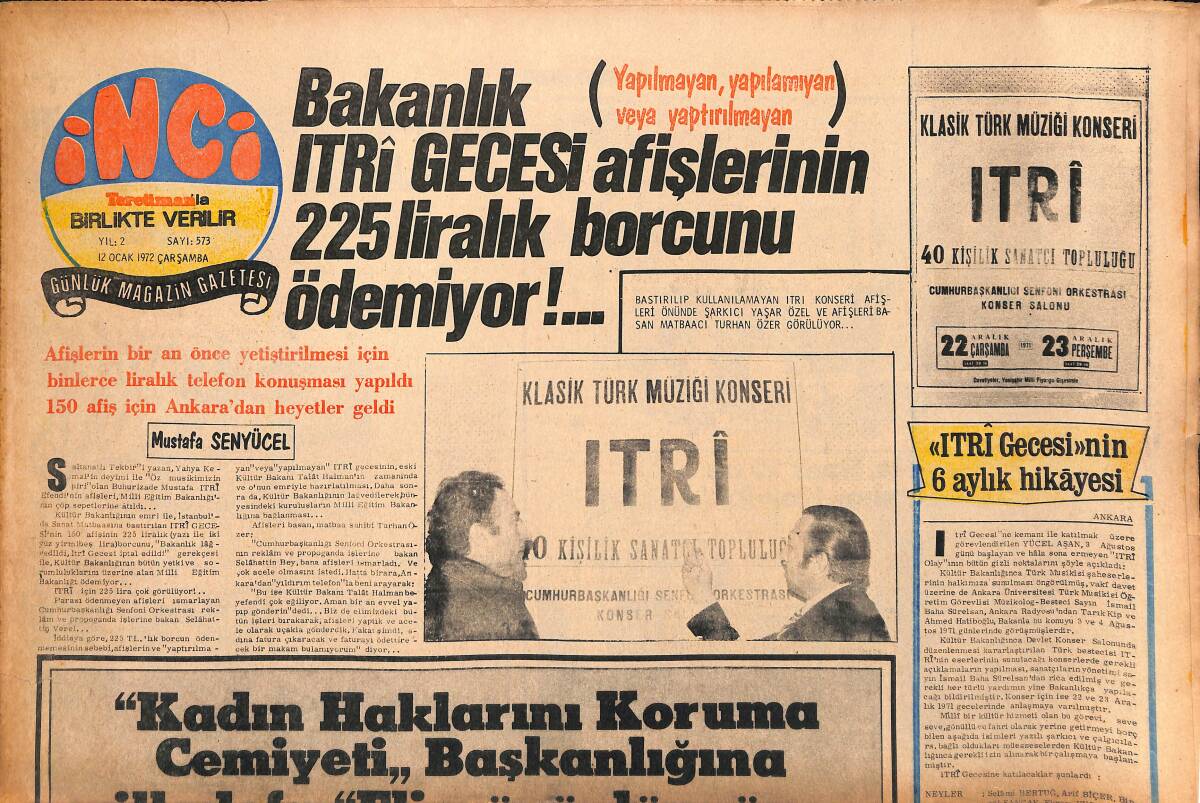 Tercüman Gazetesi İnci Eki 12 Ocak 1972 - 1972'de Kumaş Tüketimi Artsın Diye Erkek Modası Yılda 6 Defa Değişecek GZ147632 - 1