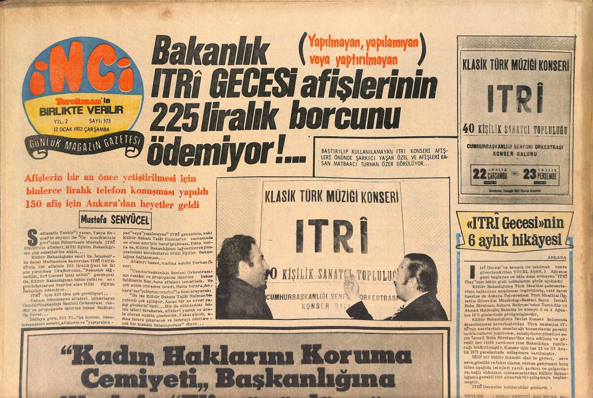 Tercüman Gazetesi İnci Eki 12 Ocak 1972 - Zaliha 5 Bin Liralık Künyeyi Selda Alkor'un Bileğine Taktı GZ145944 - 1