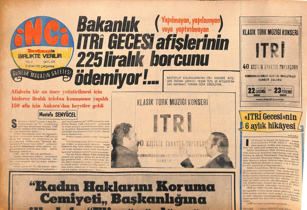 Tercüman Gazetesi İnci Eki 12 Ocak 1972 - Zaliha'nın Selda Alkor'a 5 Bin Liralık Künye Hediye Ettiği Düğünün Haftasında Açıklandı GZ147631 - 1