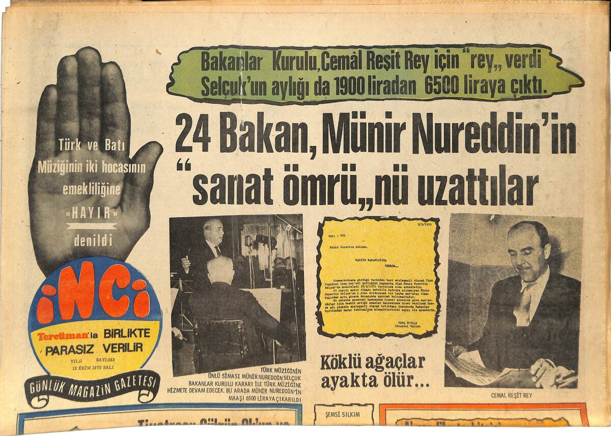 Tercüman Gazetesi İnci Eki 13 Ekim 1970 - Tiyatrocu Gülgün Ok'un Ve Şarkıcı Nusret Ersöz'ün Ayakları Kırıldı GZ145102 - 1