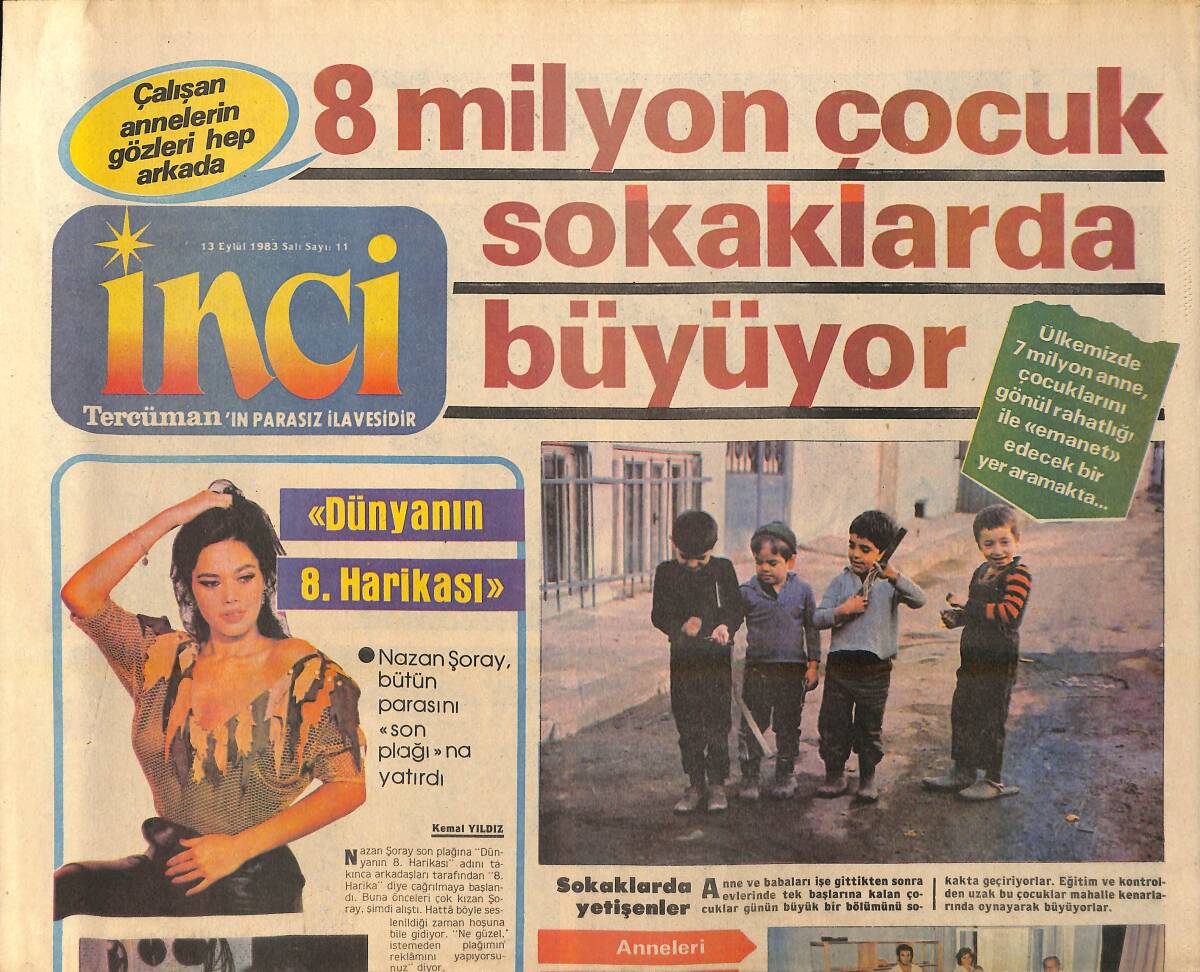 Tercüman Gazetesi İnci Eki 13 Eylül 1983 - Nazan Şoray Bütün Plağını Son Parasına Yatırdı - Besteci Rüştü Şardağ GZ156559 - 1