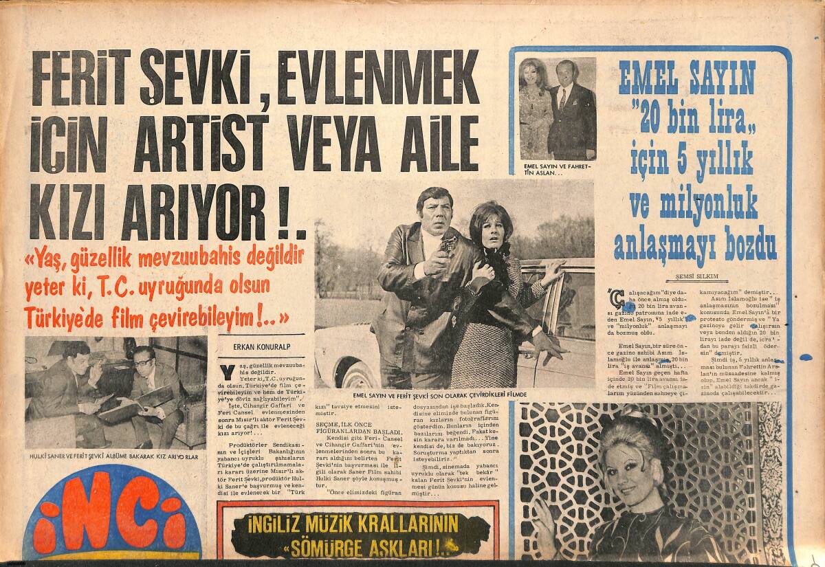 Tercüman Gazetesi İnci Eki 13 Mayıs 1971 - Emel Sayın 20 Bin Lira İçin 5 Yıllık Ve Milyonluk Anlaşmayı Bozdu GZ147370 - 1
