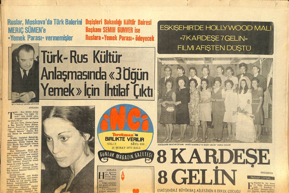 Tercüman Gazetesi İnci Eki 13 Şubat 1973 - Milyarder Tosunyan Nevin Pere'yi Fahri Müzik Elçisi Olarak Paris'e Çağırdı - Henry Fonda, Jane Fonda GZ146250 - 1
