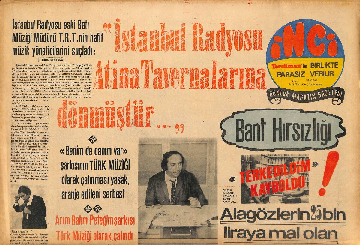 Tercüman Gazetesi İnci Eki 14 Ekim 1970 - Nuri Sesigüzel Beğenmediği Afişleri Yırttı Yeni Afişleri Kendi Eliyle Yapıştırdı GZ147605 - 1
