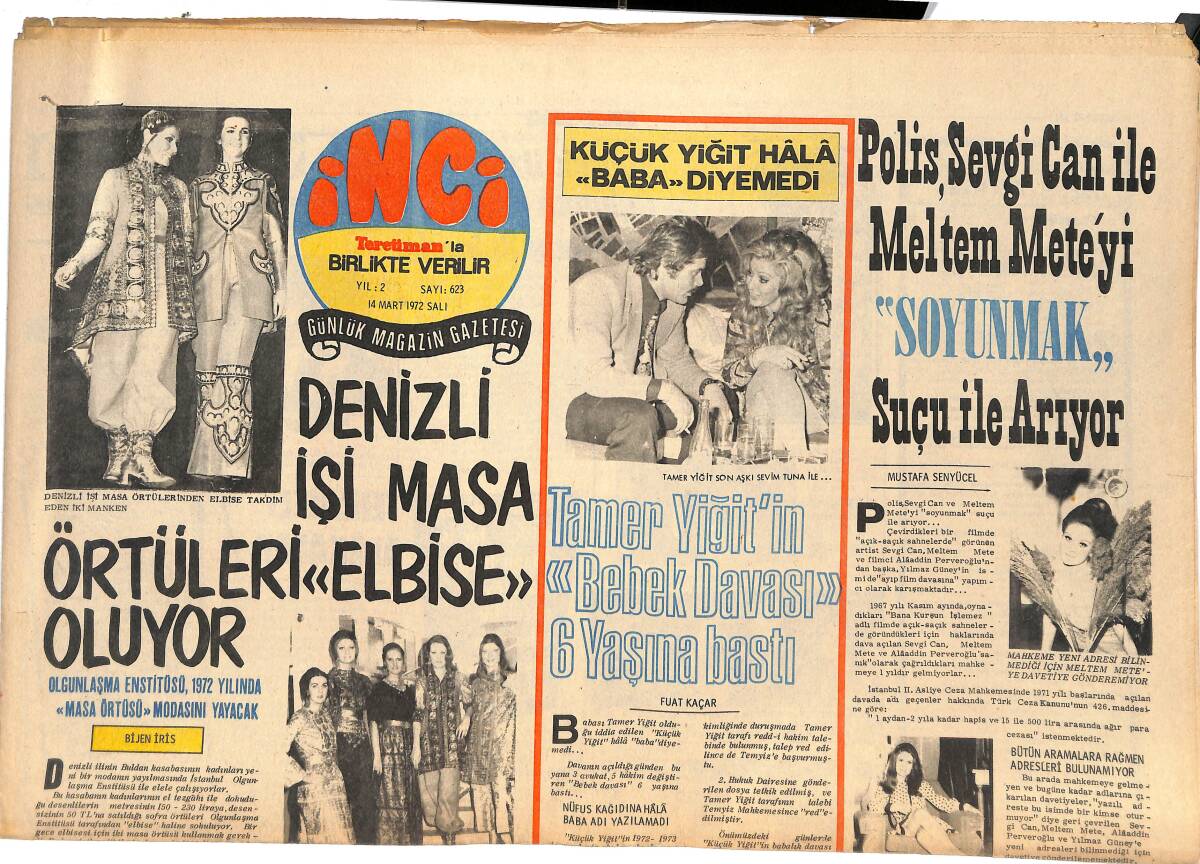 Tercüman Gazetesi İnci Eki 14 Mart 1972 - Tamer Yiğit'in Bebek Davası 6 Yaşına Bastı GZ144768 - 1