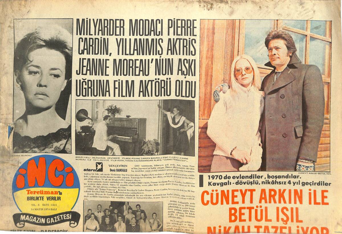 Tercüman Gazetesi İnci Eki 14 Mayıs 1974 - Cüneyt Arkın İle Betül Işıl Nikah Tazeliyor! - Filiz Akın Bademcik Ameliyatı Olacak! GZ144690 - 1