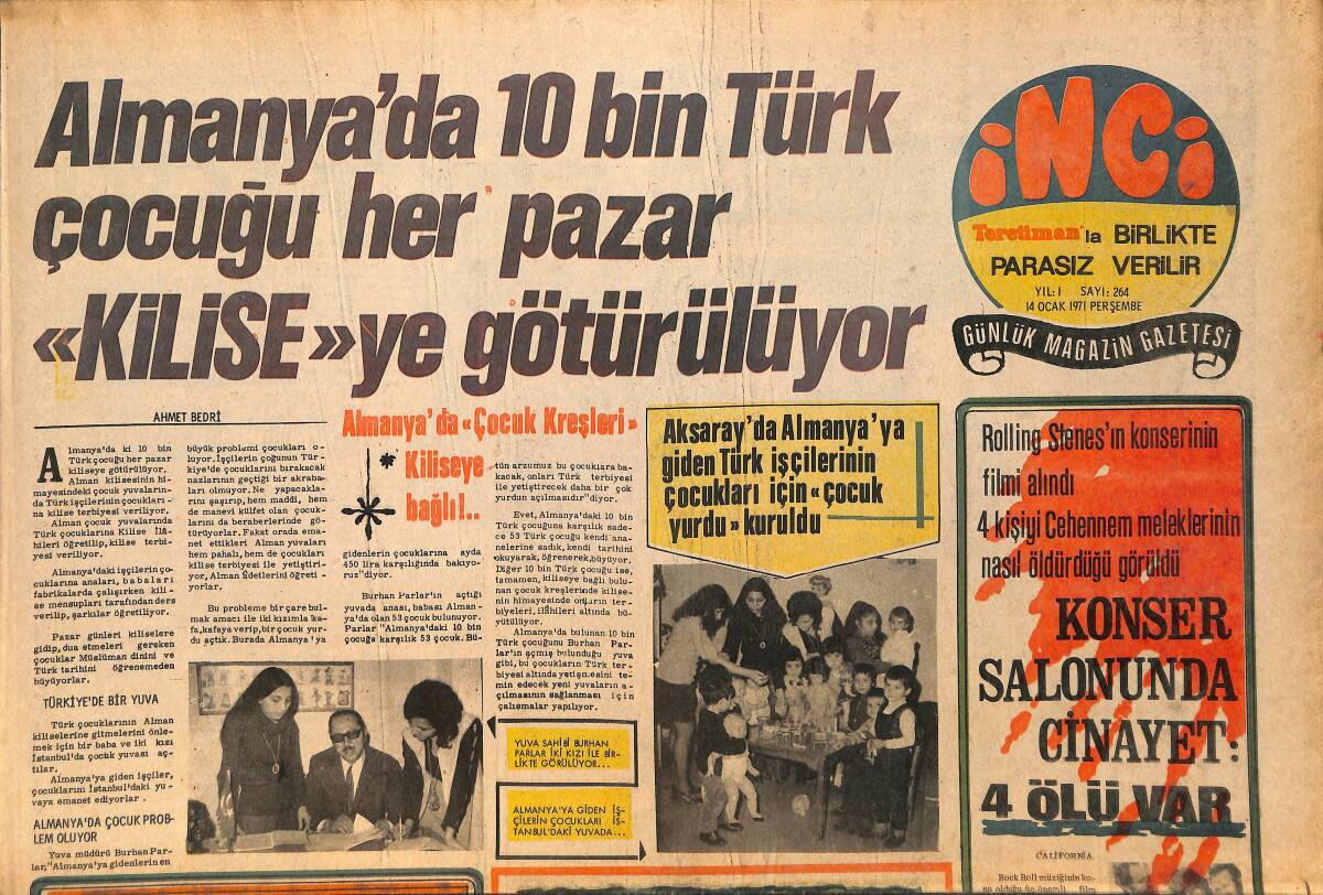 Tercüman Gazetesi İnci Eki 14 Ocak 1971 - Fatma Girik : ''5 Bin Lira İsterim'' Gazinocular : ''3 Bin Lira Veririz'' GZ160516 - 1
