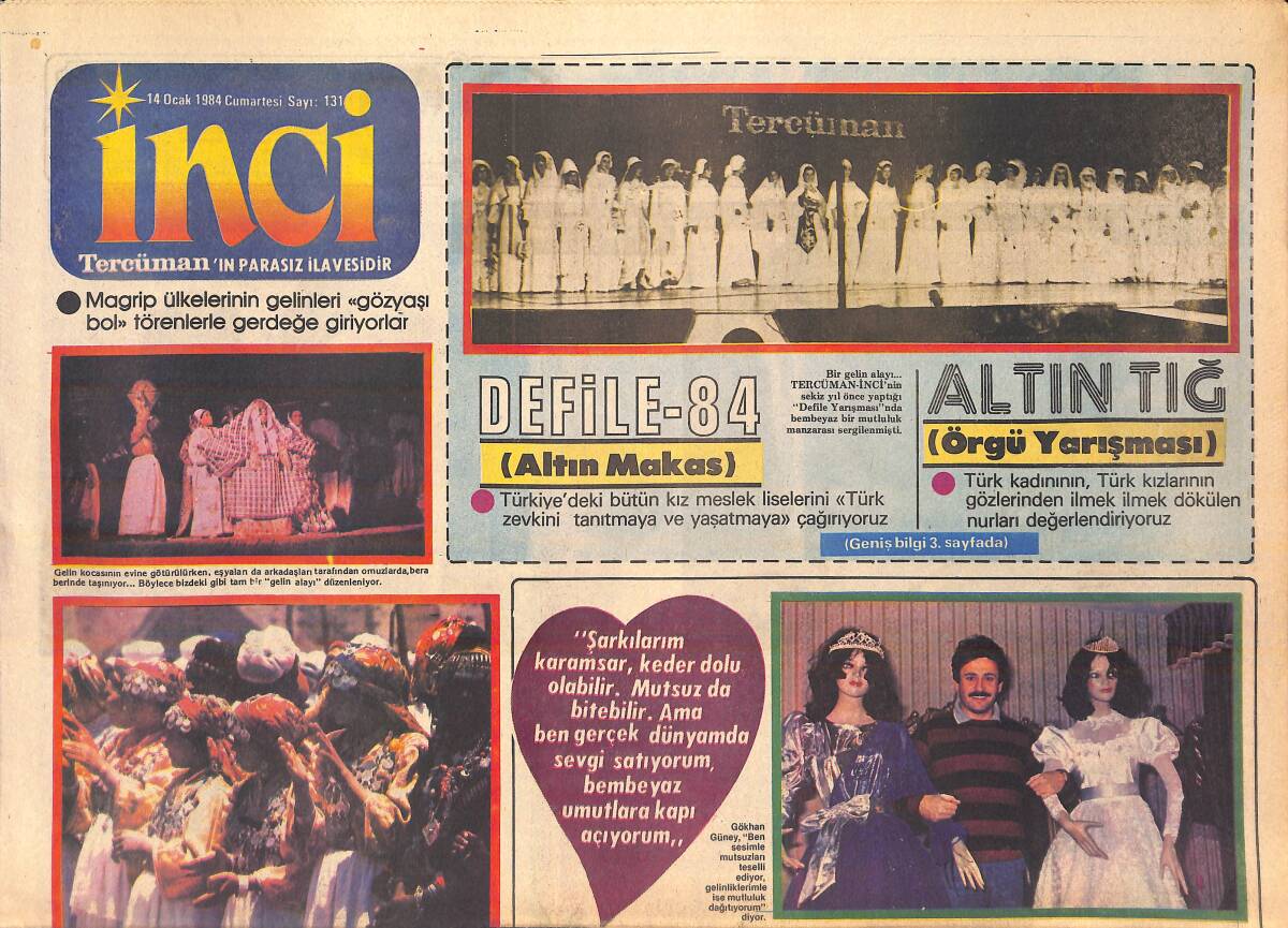 Tercüman Gazetesi İnci Eki 14 Ocak 1984 - Gökhan Güney'in Sevgi Dünyası - Zerrin Özer Bir Demet Müzik Adlı Programda Playback Yapmayacak GZ156150 - 1