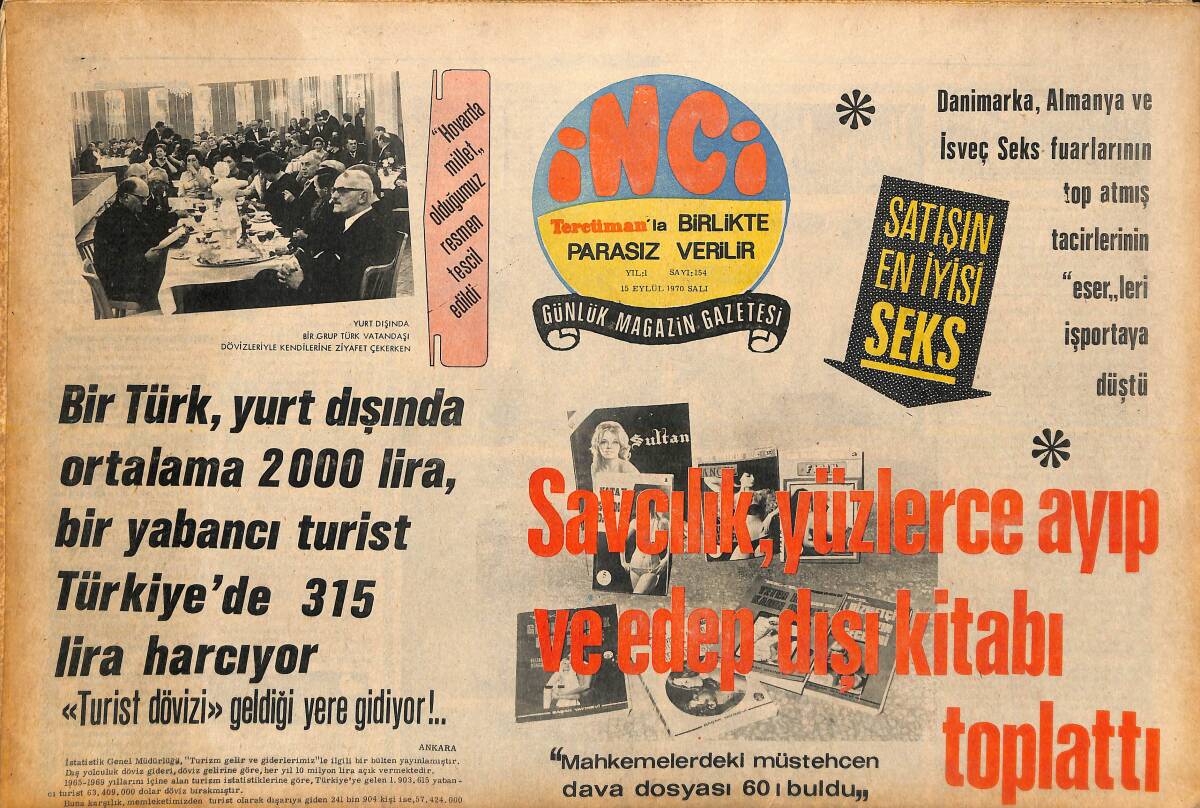 Tercüman Gazetesi İnci Eki 15 Eylül 1970 - Şarkıcı Theo Öldü - Prenses İra Soyunuyor - Alain Delon Ve Belmondo GZ147506 - 1
