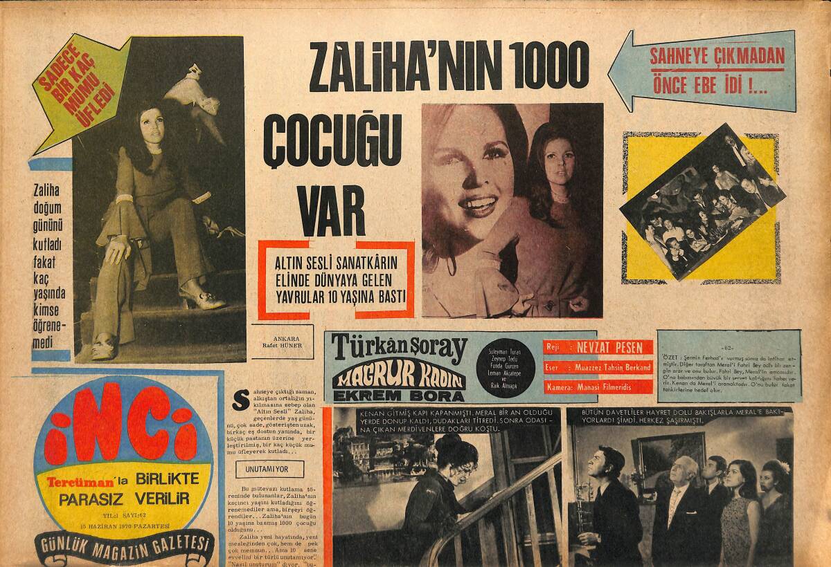 Tercüman Gazetesi İnci Eki 15 Haziran 1970 - Gülgün Erdem 12 Defa Burun Ameliyatı Oldu GZ147610 - 1