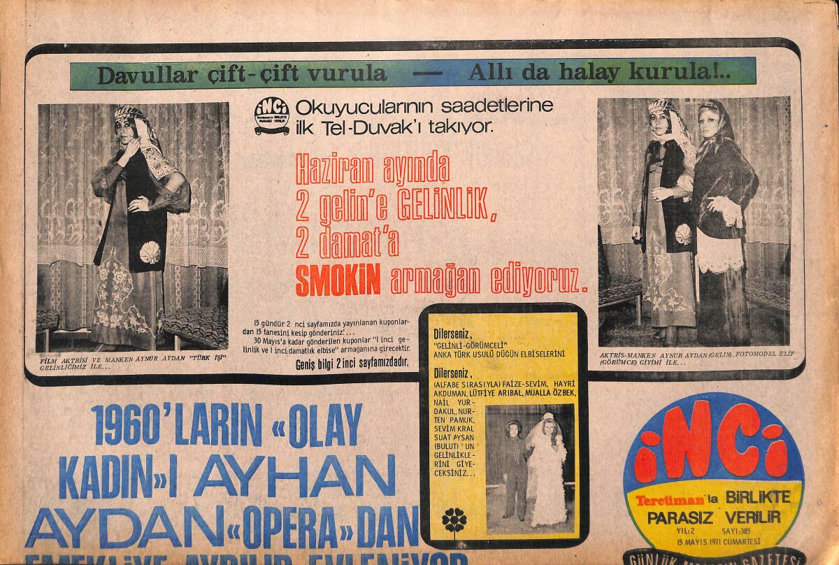 Tercüman Gazetesi İnci Eki 15 Mayıs 1971 - Tamer Yiğit de Yeni Barıştığı Sevgilisi Sevda Ferdağ'ın İsteği İle Şarkıcı Oluyor GZ147358 - 1