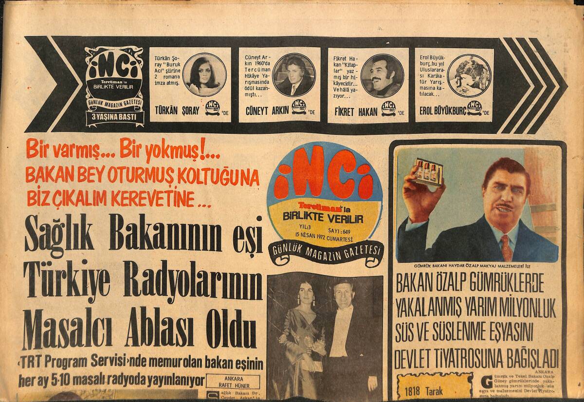 Tercüman Gazetesi İnci Eki 15 Nisan 1972 - Hülya Koçyiğit Afiş GZ145784 - 1