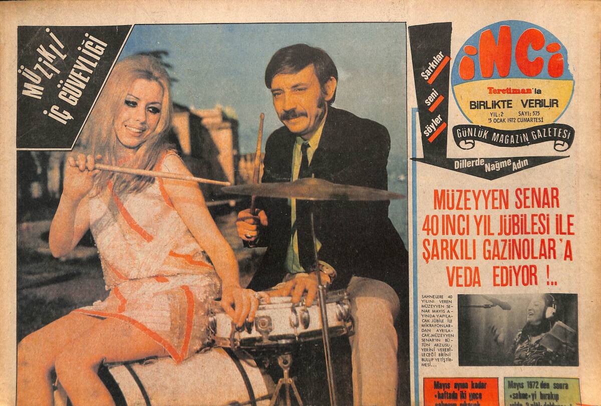 Tercüman Gazetesi İnci Eki 15 Ocak 1972 - 25 Yıllık Davulcu Vasfi Uçaroğlu Eşinin İsteği İle Şarkıcı Oluyor !.. GZ147625 - 1