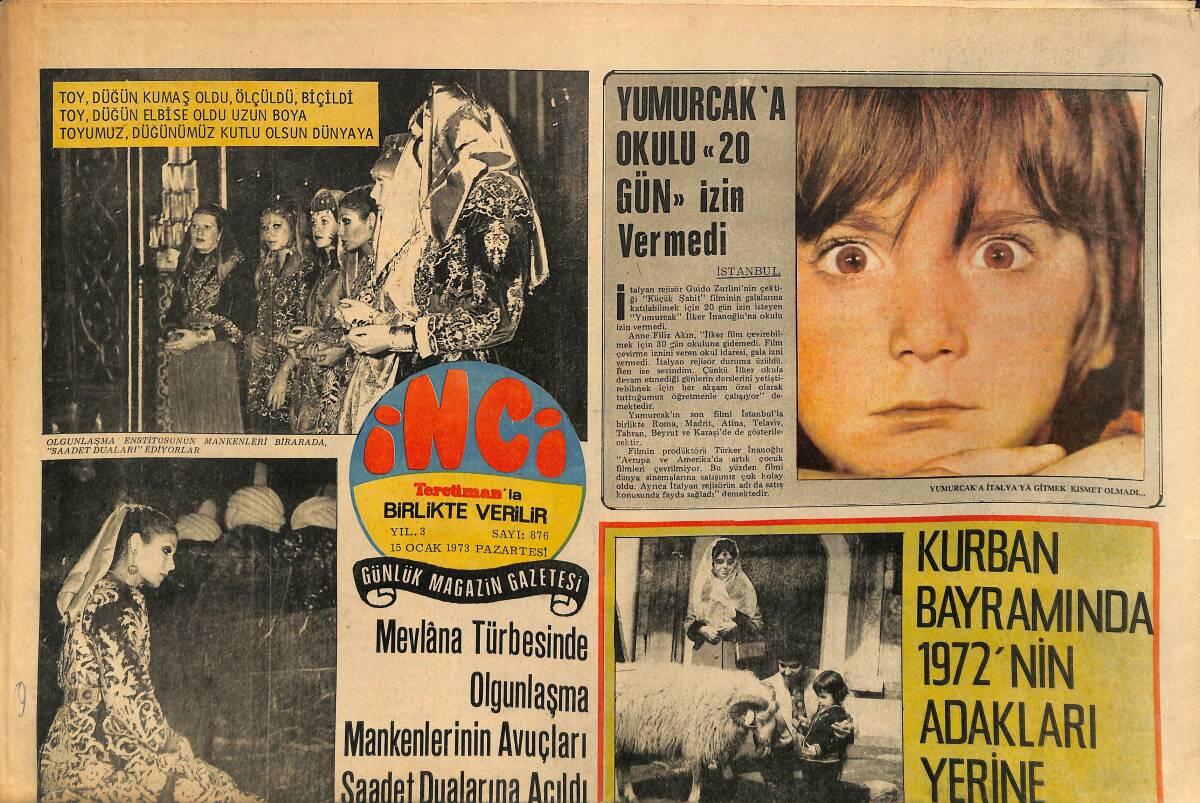 Tercüman Gazetesi İnci Eki 15 Ocak 1973 - Gönül Akkor , 1972 Yılı Takvim Yapraklarını Bir Trafik Kazası İle Koparmıştı GZ160775 - 1