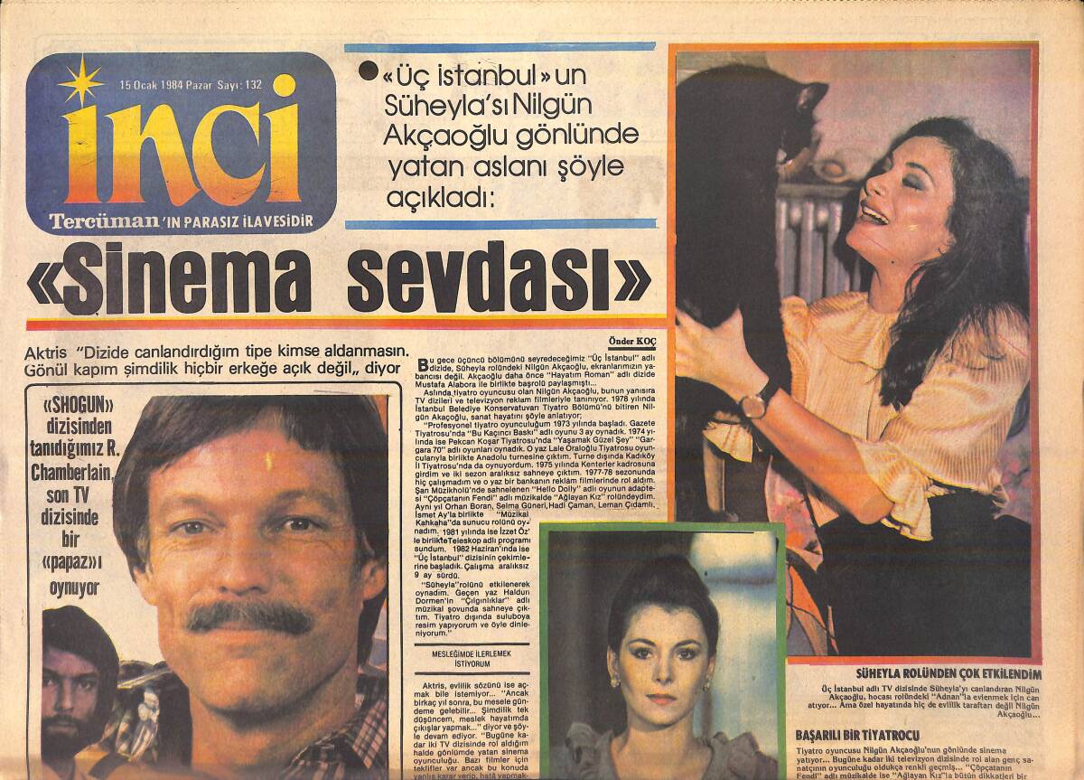 Tercüman Gazetesi İnci Eki 15 Ocak 1984 - Emel Sayın Galiba 3 Ayda İngilizce Öğrenemeyecek - Nilgün Akçaoğlu Gönlünde Yatan Aslanı Şöyle Açıkladı GZ156151 - 1