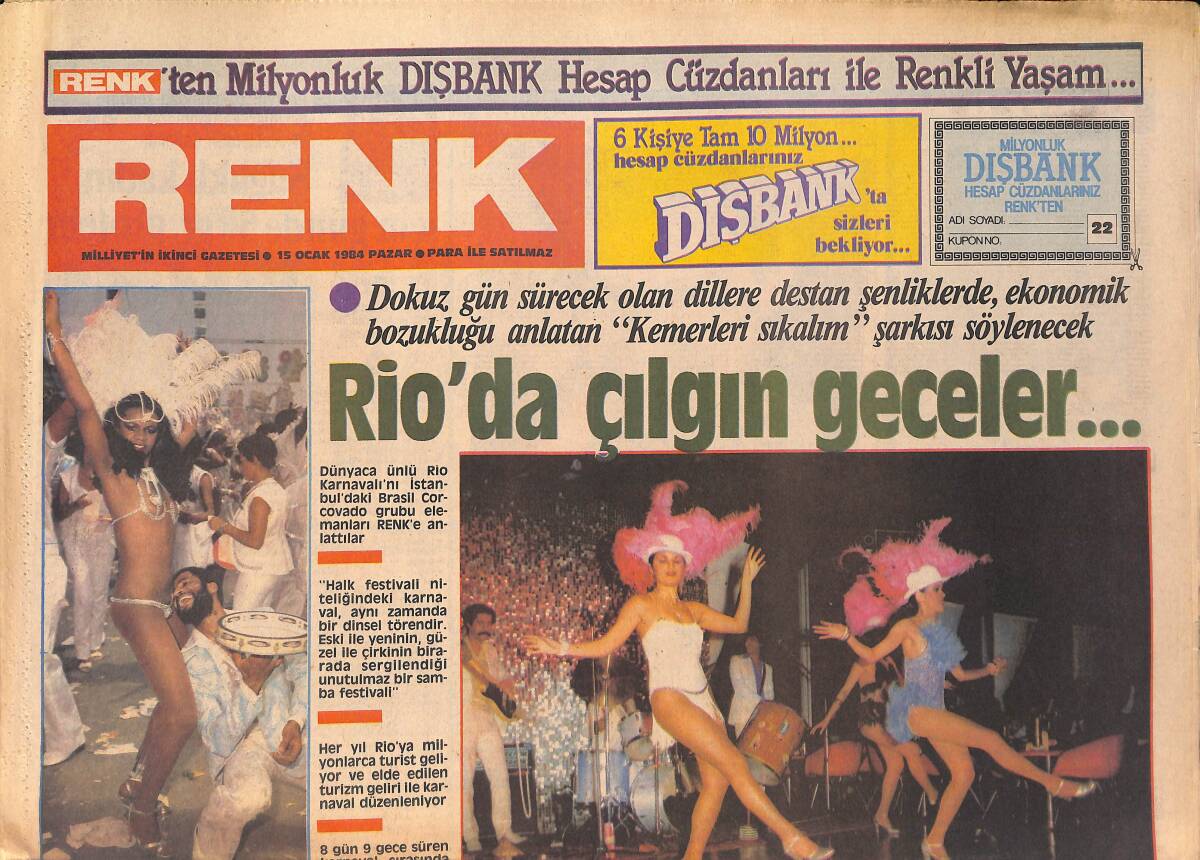 Tercüman Gazetesi İnci Eki 15 Ocak 1984 - Rio'da Çılgın Geceler - Casus Ve Ajanlar Kenti Ankara GZ156224 - 1