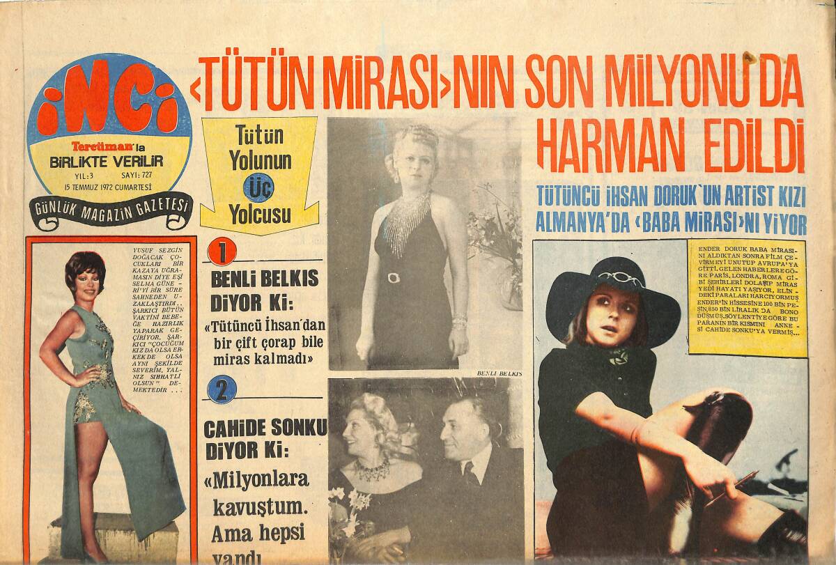 Tercüman Gazetesi İnci Eki 15 Temmuz 1972 - Erol Büyükburç Londra'ya 10 Elçi İle Gidiyor GZ145061 - 1