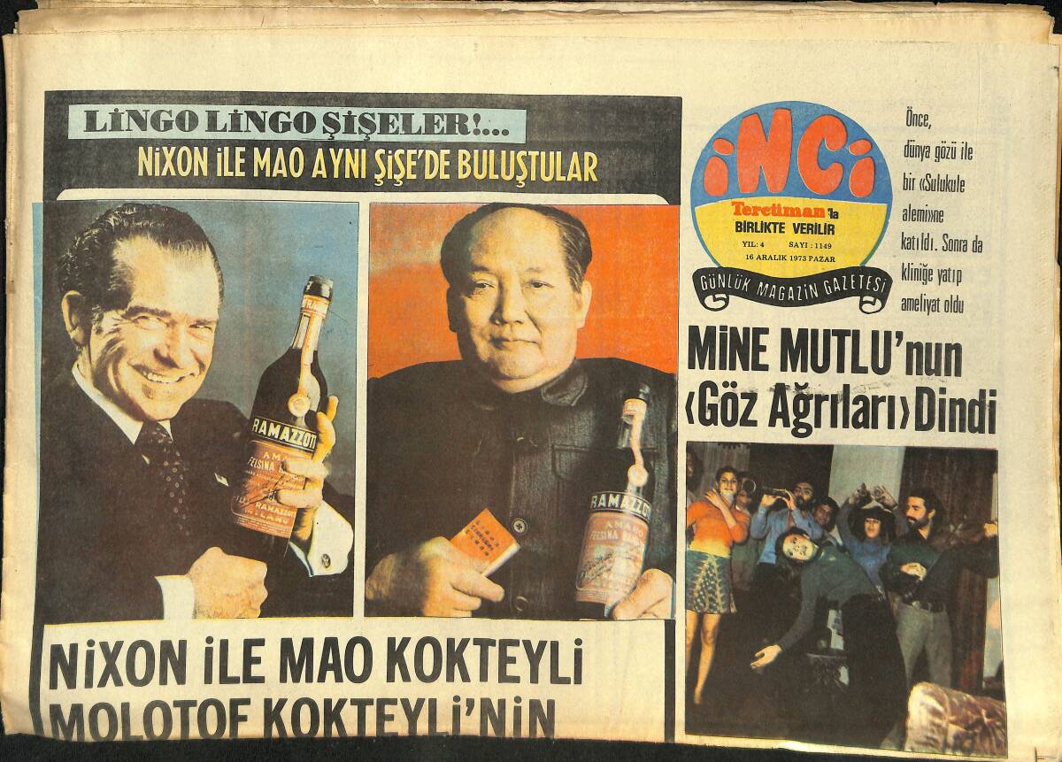 Tercüman Gazetesi İnci Eki 16 Aralık 1973 - Mine Mutlu'nun Göz Ağrıları Dindi - Müzeyyen Senar Şarkılara Veda Etmiyor GZ145280 - 1