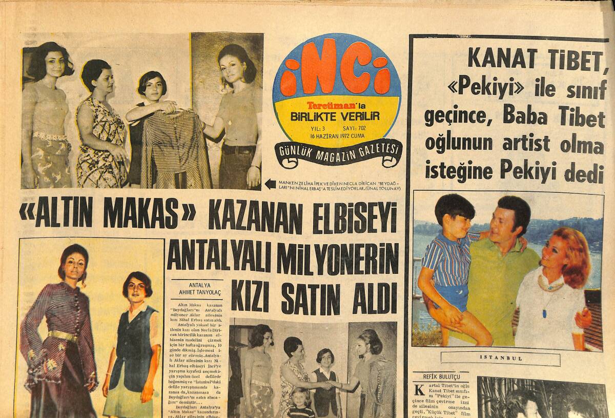 Tercüman Gazetesi İnci Eki 16 Haziran 1972 - Emel Sayın , İzmir'de Gazino Patronu Gibi 10 Bin Lira İşletme Vergisi Ödedi GZ160609 - 1