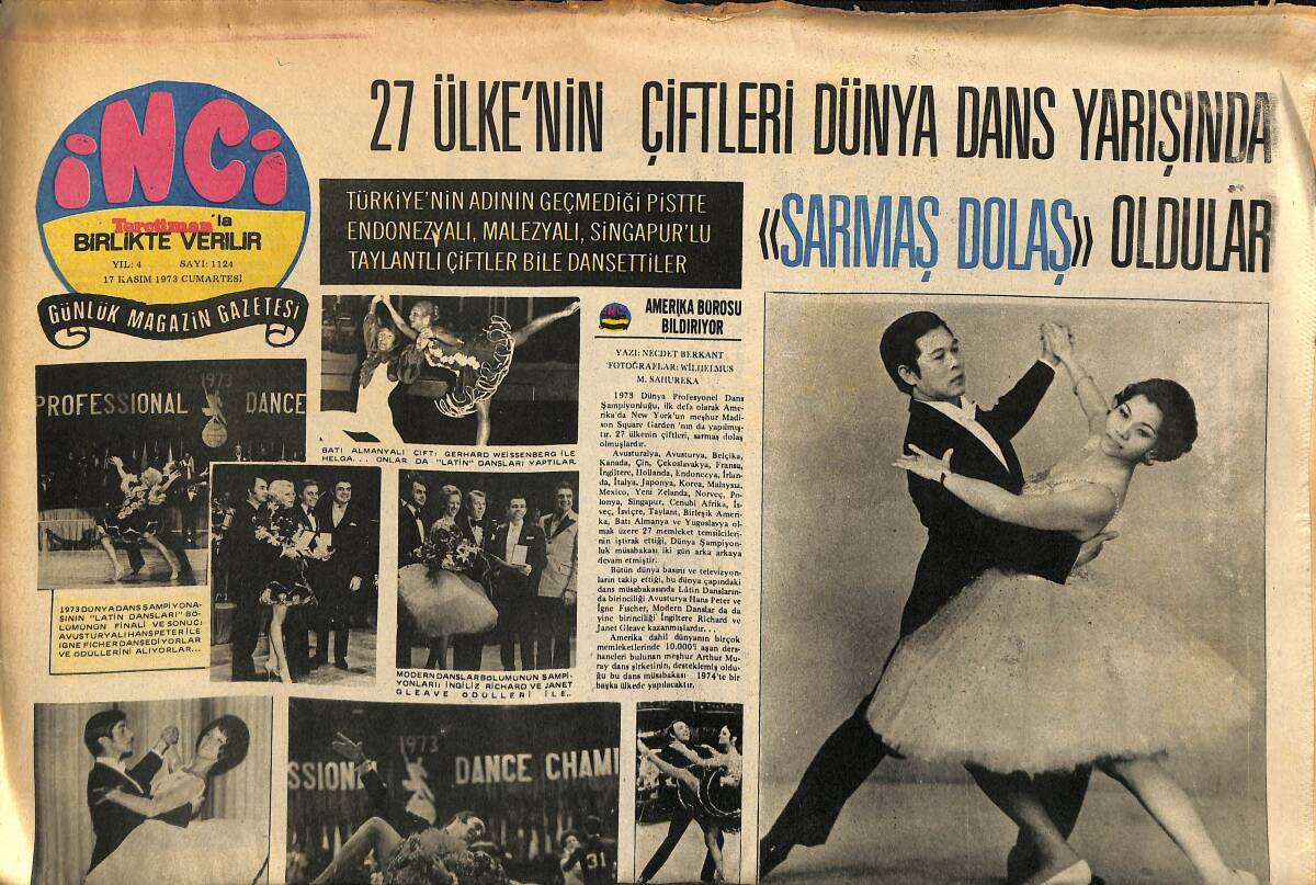Tercüman Gazetesi İnci Eki 17 Kasım 1973 - Yıldız Kenter Ve Fikret Hakan Hayır Cemiyeti Yararına Bir Piyeste Oynayacaklar! - Aylin Amerika'ya Gidiyor! GZ146311 - 1