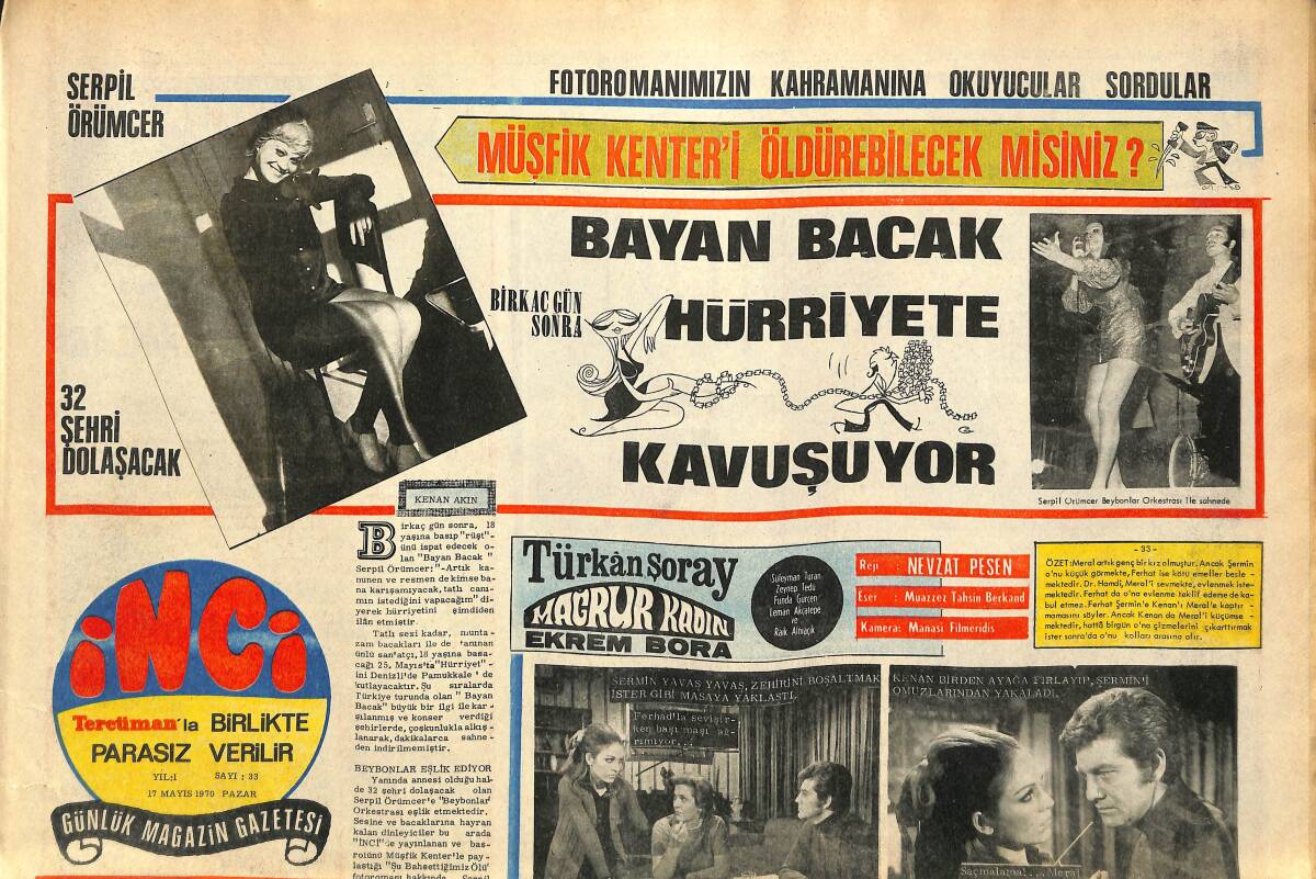 Tercüman Gazetesi İnci Eki 17 Mayıs 1970 - Müşfik Kenter'i Öldürebilecek Misiniz ? GZ141148 - 1