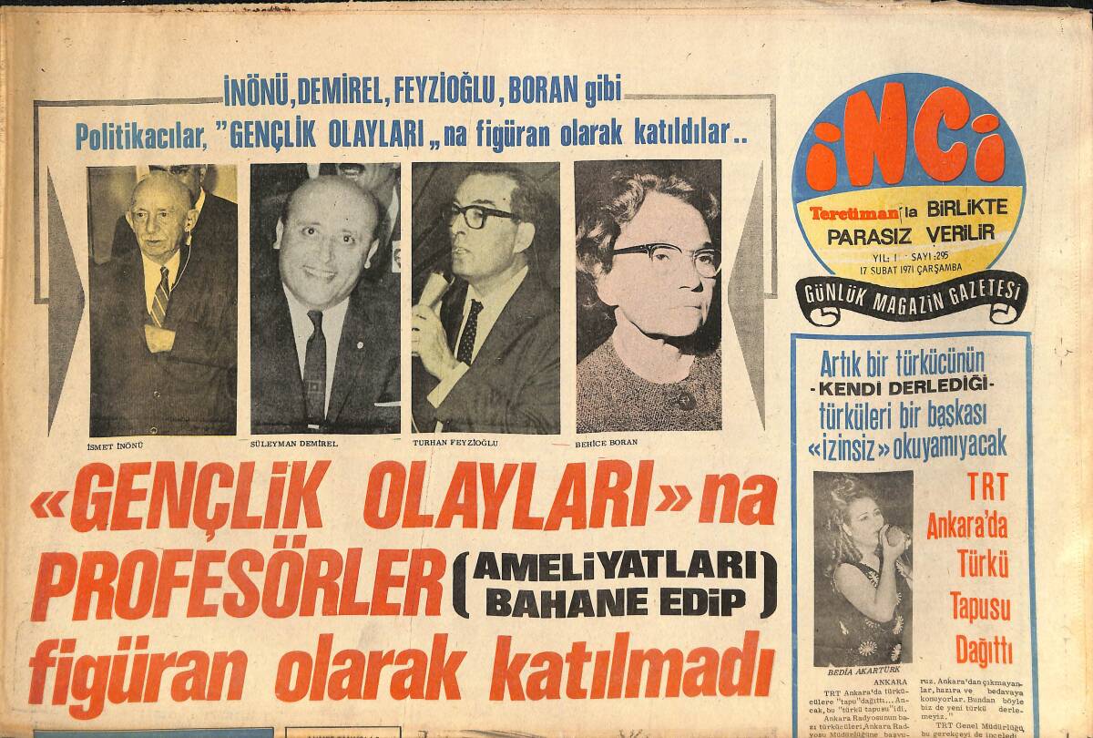 Tercüman Gazetesi İnci Eki 17 Şubat 1971 - Şarkıcı Polnareff'in Yeni Adresi Paris Tımarhanesi 9.Koğuş GZ145451 - 1