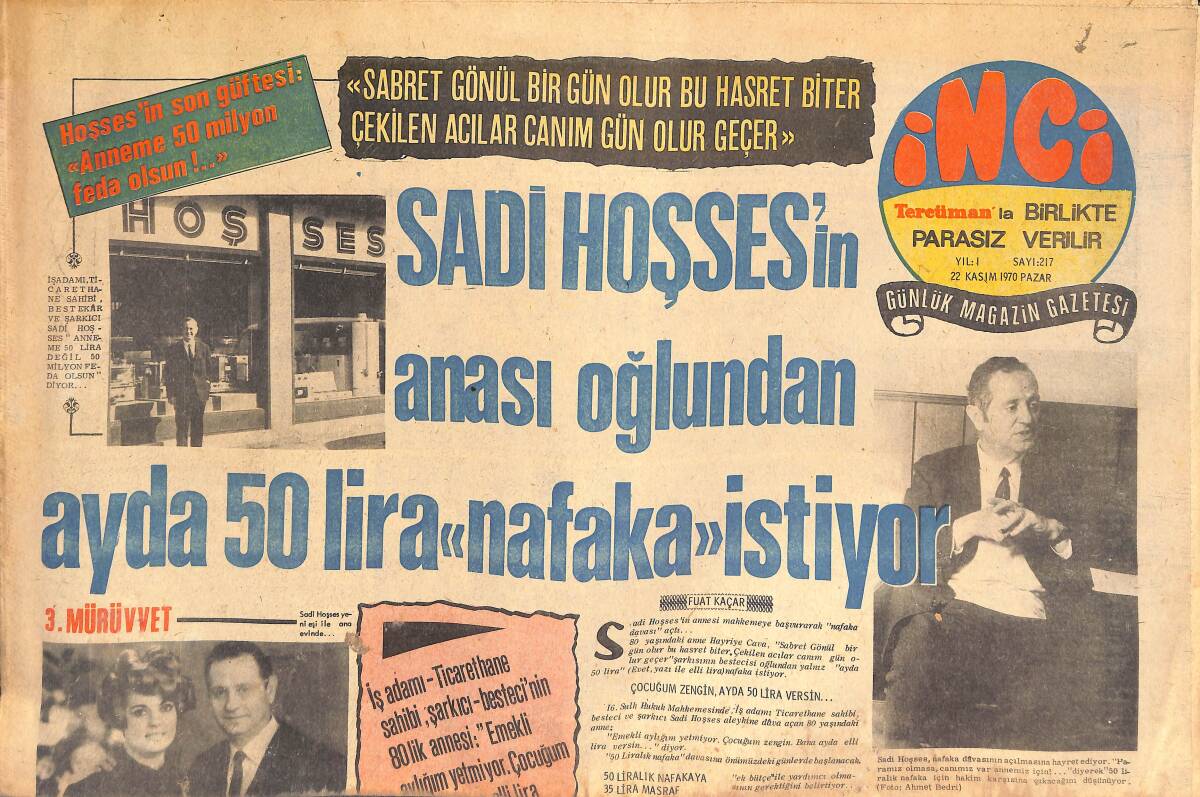 Tercüman Gazetesi İnci Eki 17 Şubat 1972 - Cem Karaca'nın Huyu Suyu Saçı Sakalı Sağı Solu Beraber Olduğu Kadına Göre Değişiyor! GZ144399 - 1