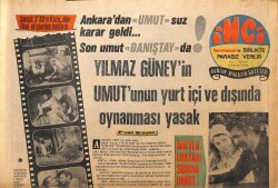 Tercüman Gazetesi İnci Eki 18 Ekim 1970 - Yılmaz Güney'in Umudunun Yurtiçi Ve Dışında Oynanması Yasak GZ145361 - 1