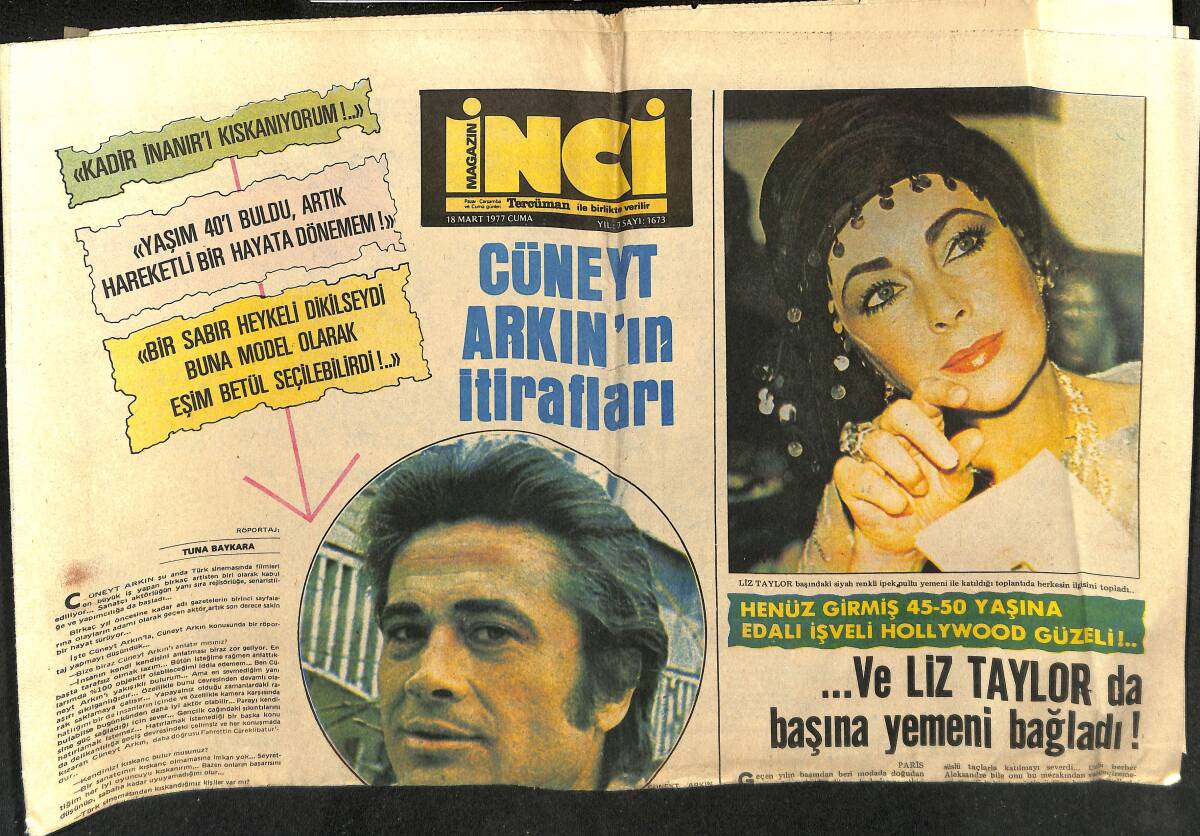Tercüman Gazetesi İnci Eki 18 Mart 1977 - Cüneyt Arkın'ın İtirafları - Neşe Karaböcek Kervan Plakçılık Afiş GZ152264 - 1