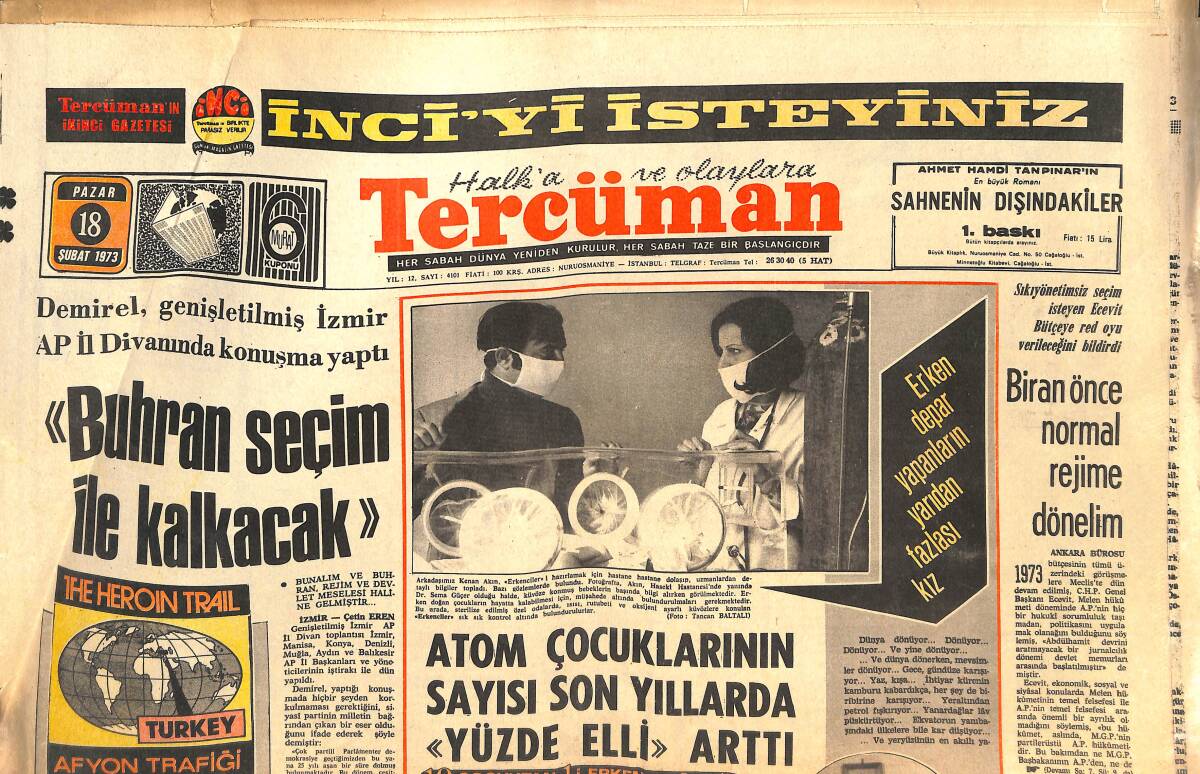 Tercüman Gazetesi İnci Eki 18 Şubat 1973 - Atom Çocuklarının Sayısı Son Yıllarda Yüzde Elli Arttı - Üçüncü Ligin Yenilen Takımı: Tarsus İd. Yurdu GZ144383 - 1