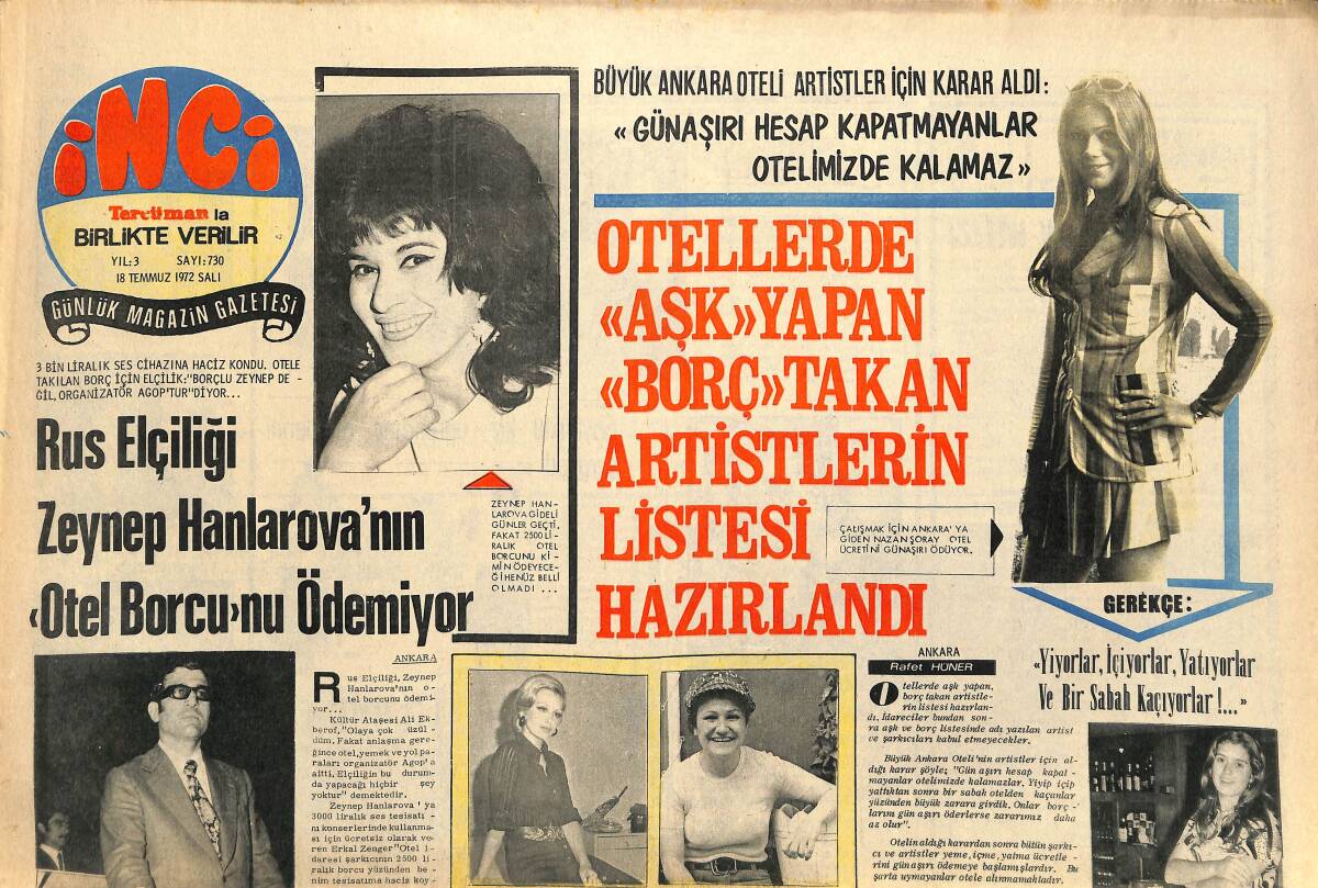 Tercüman Gazetesi İnci Eki 18 Temmuz 1972 - Milyarlarla Uğraşan Kerim Ağa Han Annesi Begüm Han'ı Unuttu !.. GZ141476 - 1