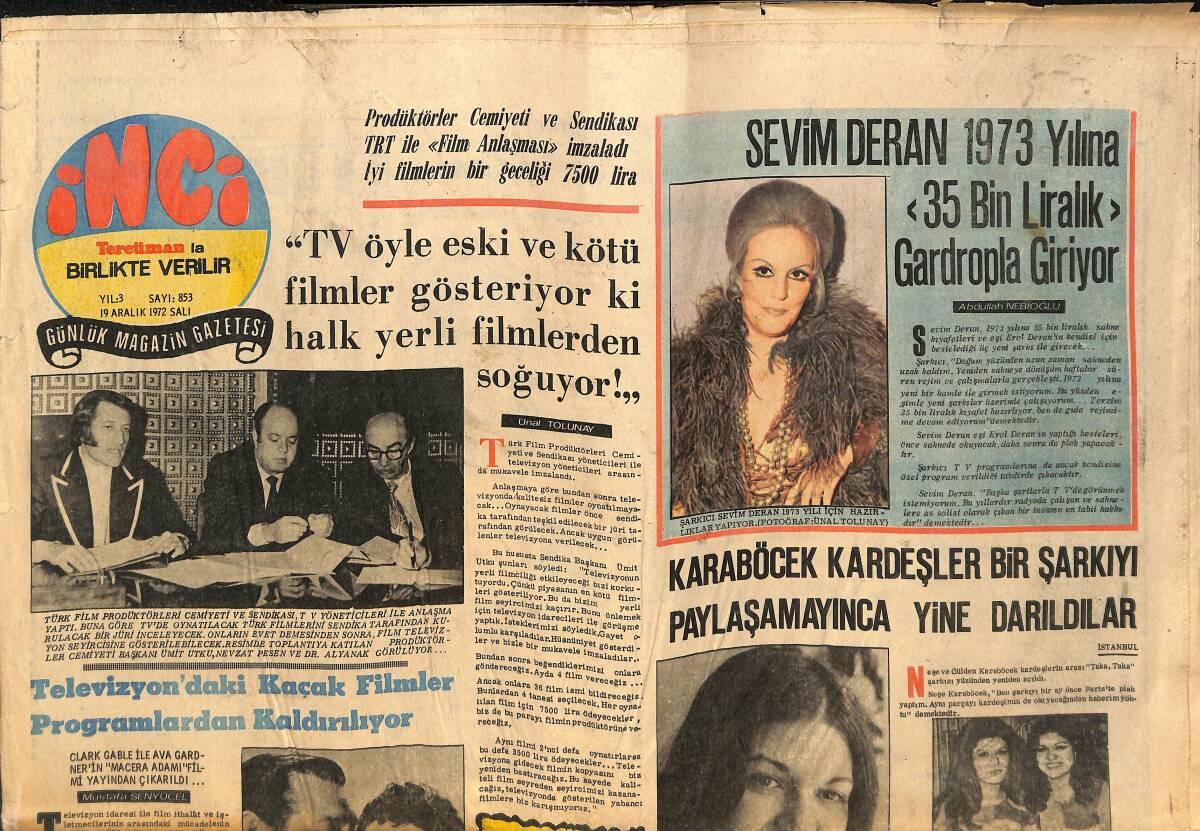 Tercüman Gazetesi İnci Eki 19 Aralık 1972 - Karaböcek Kardeşler Bir Şarkıyı Paylaşamayınca Yine Darıldılar GZ145516 - 1
